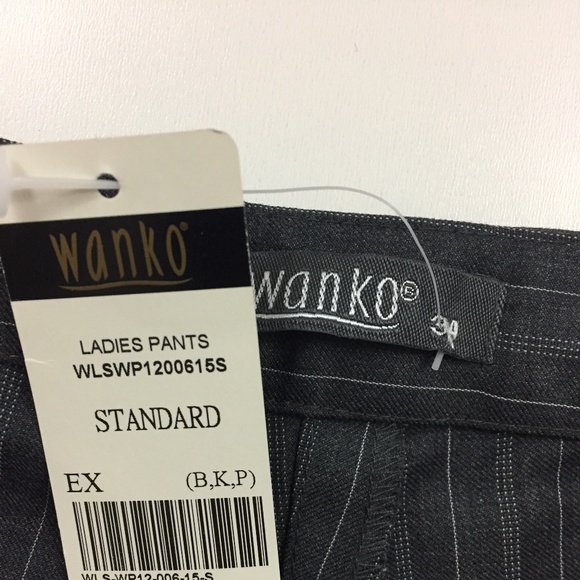 NWT WANKO Gray Cotton Blend Pinstriped Dress Pants - Picture 2 of 8